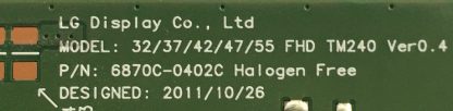6870C-0402C 32/37/42/47/55 PANASONIC TX-L42ET5E T.CON BOARD - Görsel 2