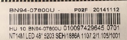BN94-07800U BN41-02253A SAMSUNG UE48H5203AW MAİN BOARD - Görsel 2