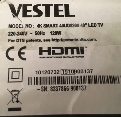 17IPS72 23514054 VESTEL 49UD8200 4K POWER BOARD - Görsel 4