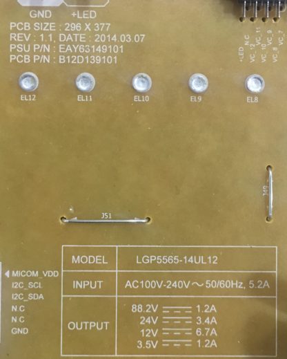 EAY63149101 LGP5565-14UL12 LG 65UB980V POWER BOARD - Görsel 2