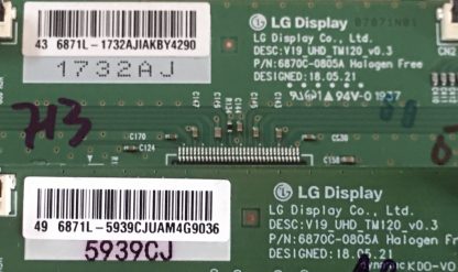 6870C-0805A GRUNDIG 43GDU7900B T.CON BOARD - Görsel 3