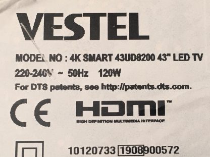 17MB130S 040119R1A VESTEL 43UD8200 MAİN BOARD - Görsel 4