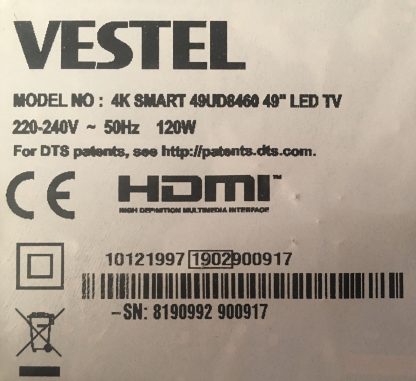 17IPS72 23405617 VESTEL 49UD8460 4K POWER BOARD - Görsel 5
