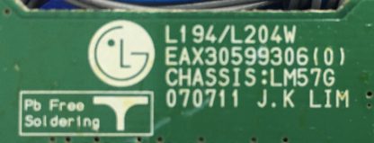 EBU38463401 EAX30599306 LG L204WS - L222WS LCD Monitör Main Board - Görsel 2