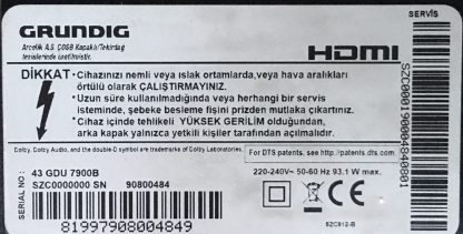 RC3214808/05 3139 238 30205 GRUNDIG 65GCU7900B KUMANDA - Görsel 3