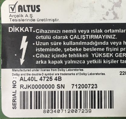 ZWU190R-3 V-0 ALTUS AL40L47254B MAİN BOARD - Görsel 4