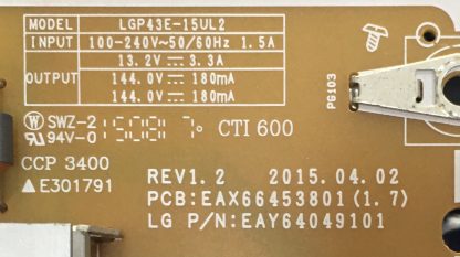 EAY64049101 EAX66453801 LG 43UF6807 POWER BOARD - Görsel 2