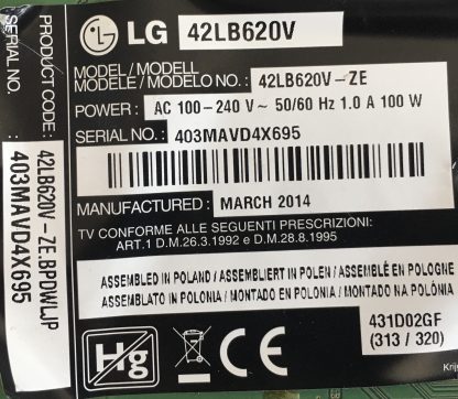 EBT62973042 EBT62973086 EAX65388006 EAX65388003 LG 42LB620V MAİN BOARD - Görsel 4