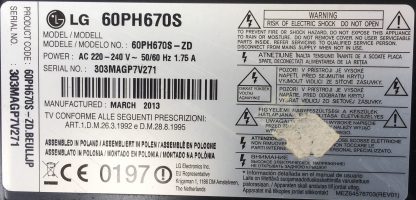 EBR75458001 EAX64789801 LG 60PH670S-ZD BUFER BOARD - Görsel 4