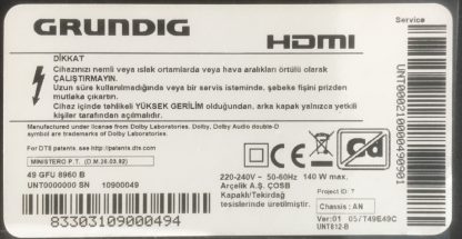 3139 238 39181 GRUNDIG 58GEU8910B KUMANDA - Görsel 4