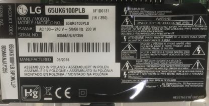 EAY64511001 EAX67189001 LGP6560DJ-17U1 LG 65UJ630V POWER BOARD - Görsel 5