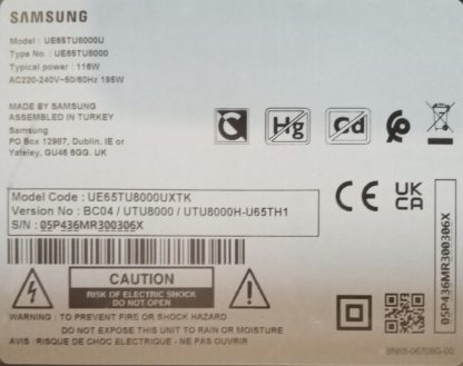 CY-BT065HGEV1H BN9506377A SAMSUNG UE65TU8000UXTK PLEKSİ - Görsel 2