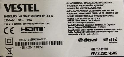 VESTEL 49UD8200 TV AYAĞI - Görsel 4
