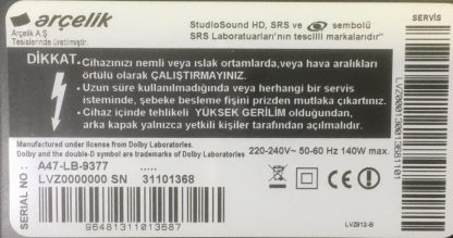 6922L-0043A 47 V13 Edge REV0.5 1 6920L-0001C ARÇELİK A47-LB-9377 LED - Görsel 5