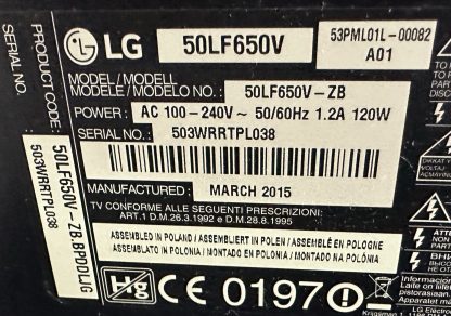 EBT63745803 EAX66207203 LG 50LF650V MAİN BOARD - Görsel 2