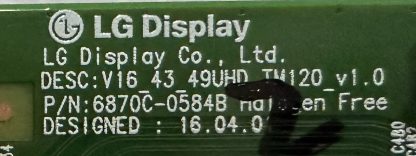 6870C-0584B LG 49UH610V T-CON BOARD - Görsel 2