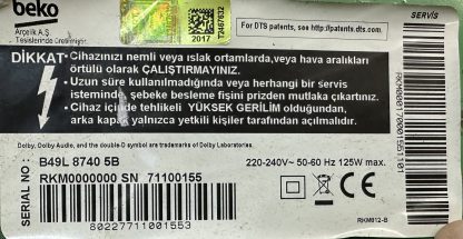 ZGF190R-6 V-0 RKJAZZ BEKO B49L87405B MAİN BOARD - Görsel 3