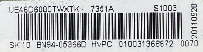 BN94-05366D BN41-01604C SAMSUNG UE46D6000TW MAİN BOARD - Görsel 2