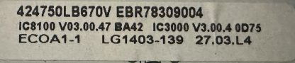 EBT62987206 EBT62800458 EBT63745803 EBT63439306 EBT62800409 EBT62987201 EBR78309004 LG 42LB670V MAİN BOARD - Görsel 3
